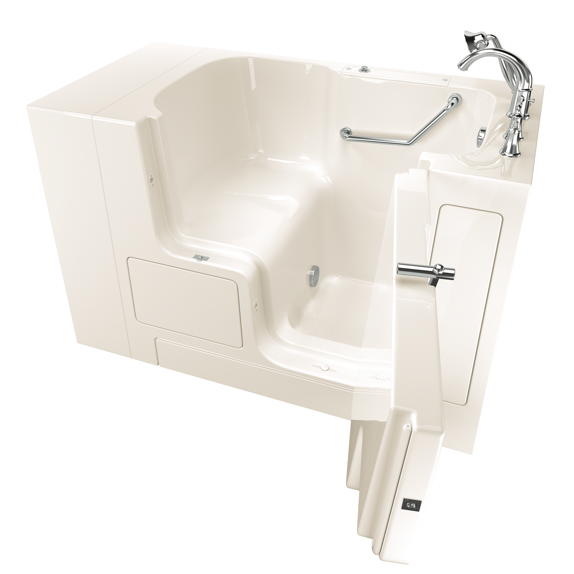 Gelcoat Value Series 32 x 52  Inch Walk in Tub With Soaker System   Right Hand Drain With Faucet WIB LINEN